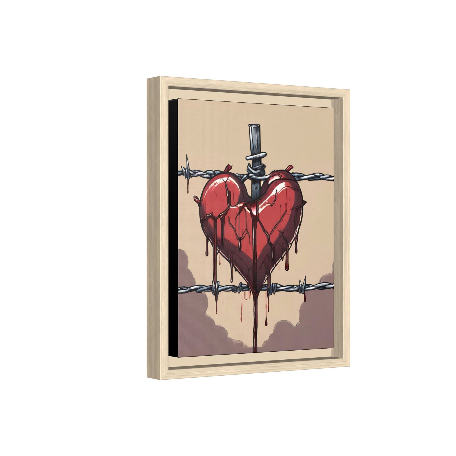 IS_1276 Heart on Barbed Wire Matte Canvas FRAMED 9x12" - Image 2