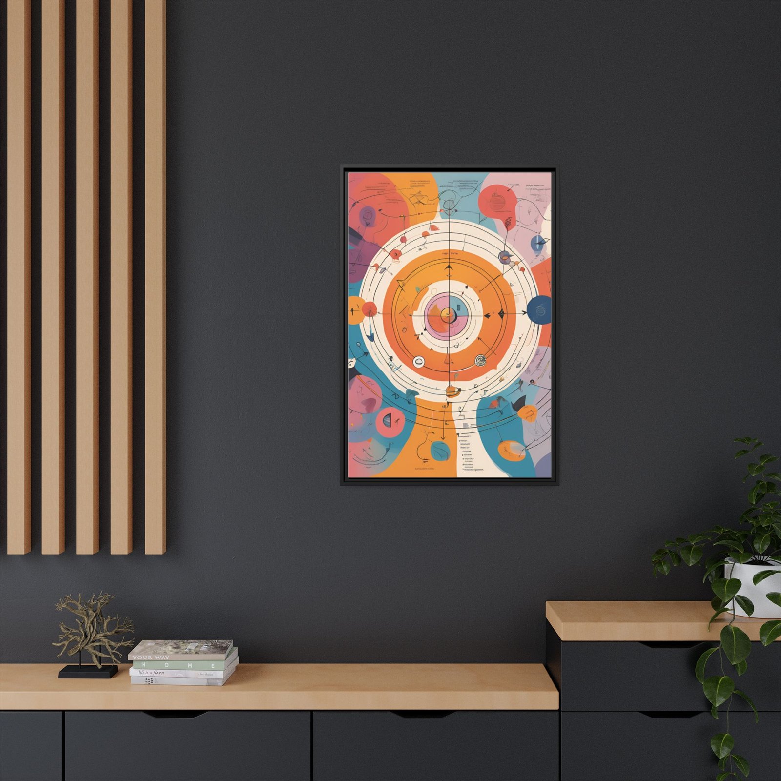 IS_3364 Abstract Solar System Matte Canvas FRAMED 24x36" - Image 4