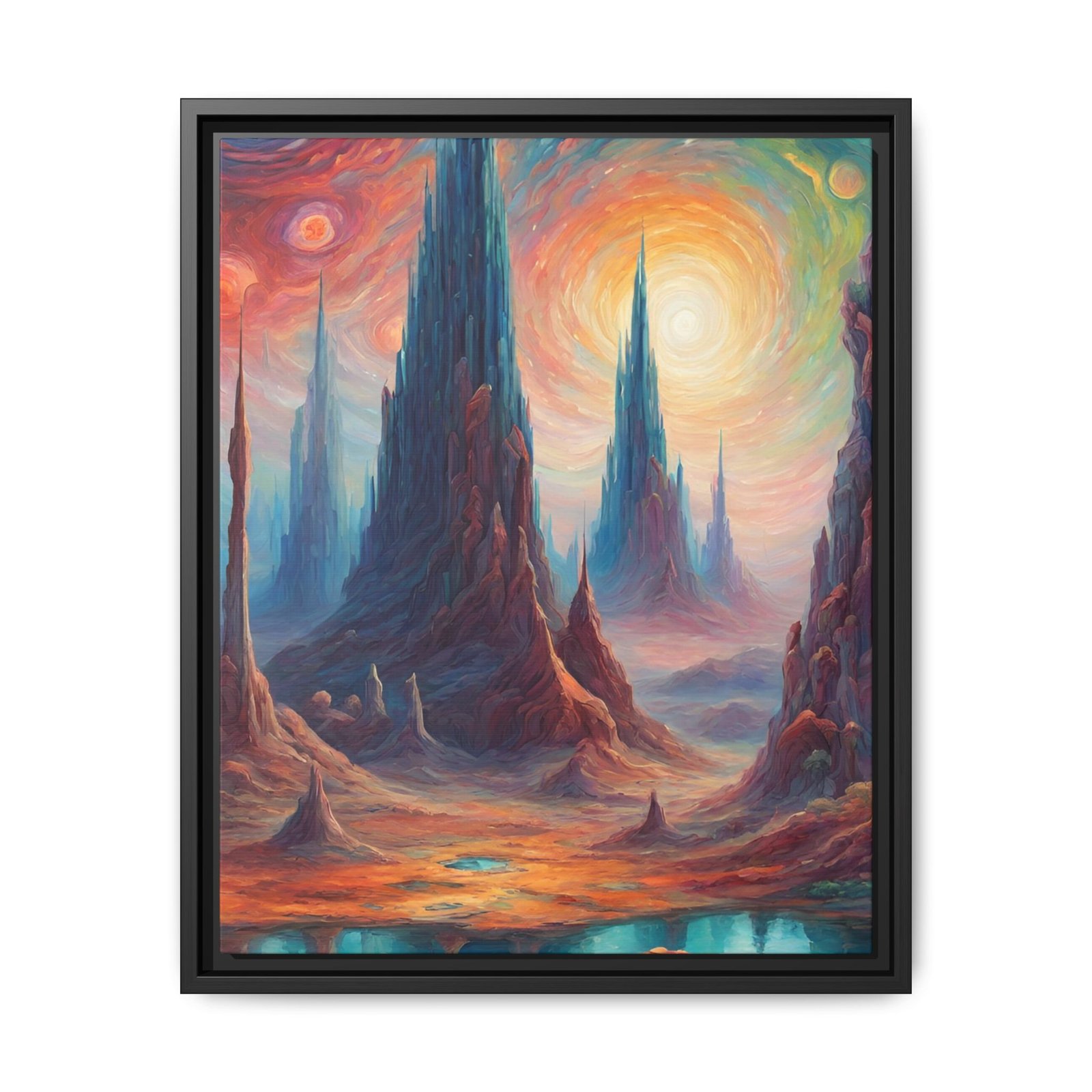IS_0100 Surreal Sunrise Landscape Matte Cavas FRAMED 16x20"