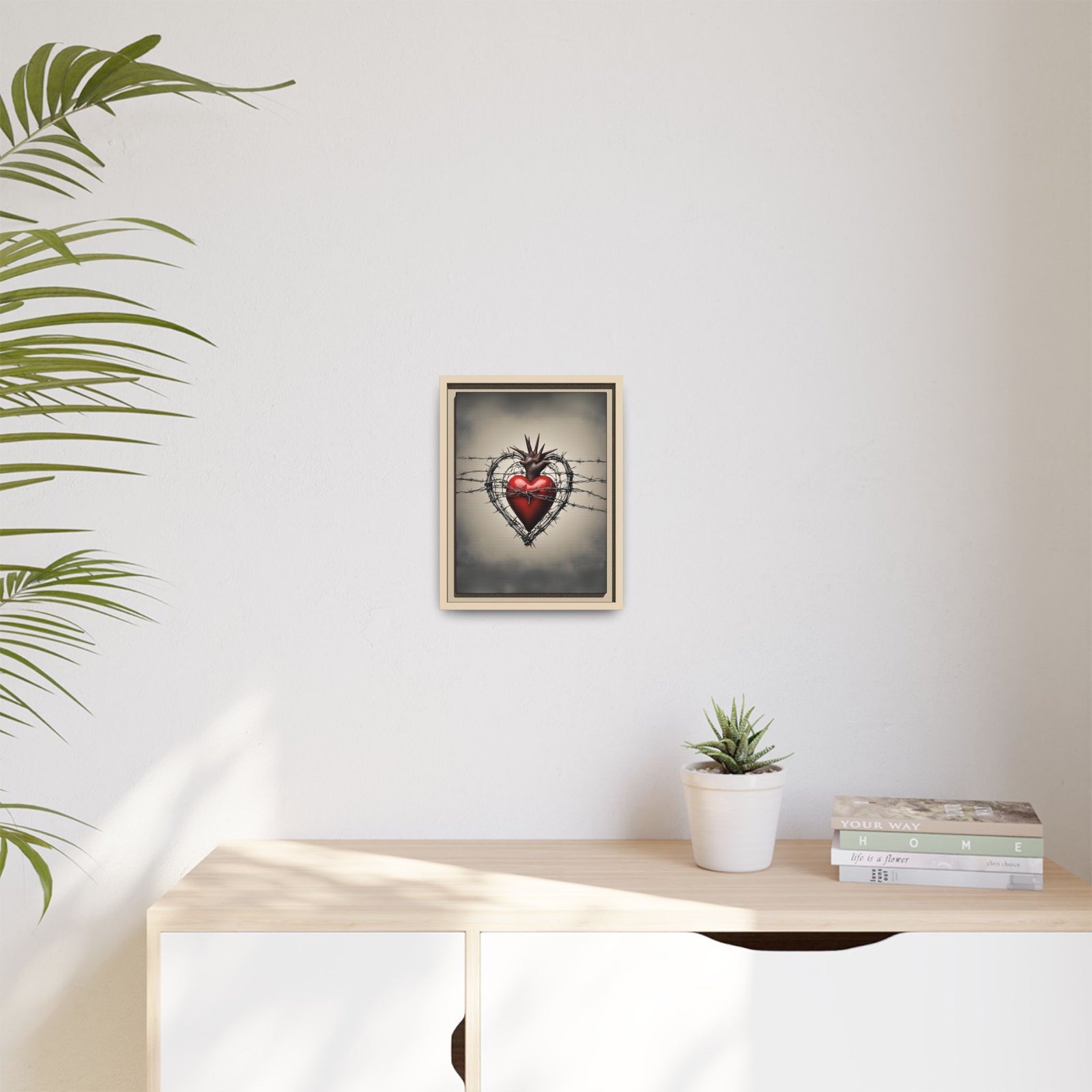 IS_1415 Sacred Heart Barbed Wire Matte Canvas FRAMED 9x12" - Image 3