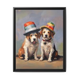 IS_638 Dogs in Hats  Matte Canvas FRAMED 16x20"