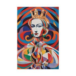 Regal Queen Abstract Art Poster — Colorful Crowned Portrait Rolled Wall Print