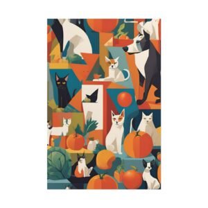IS_3437 Cubist Autumn Cats Rolled Poster