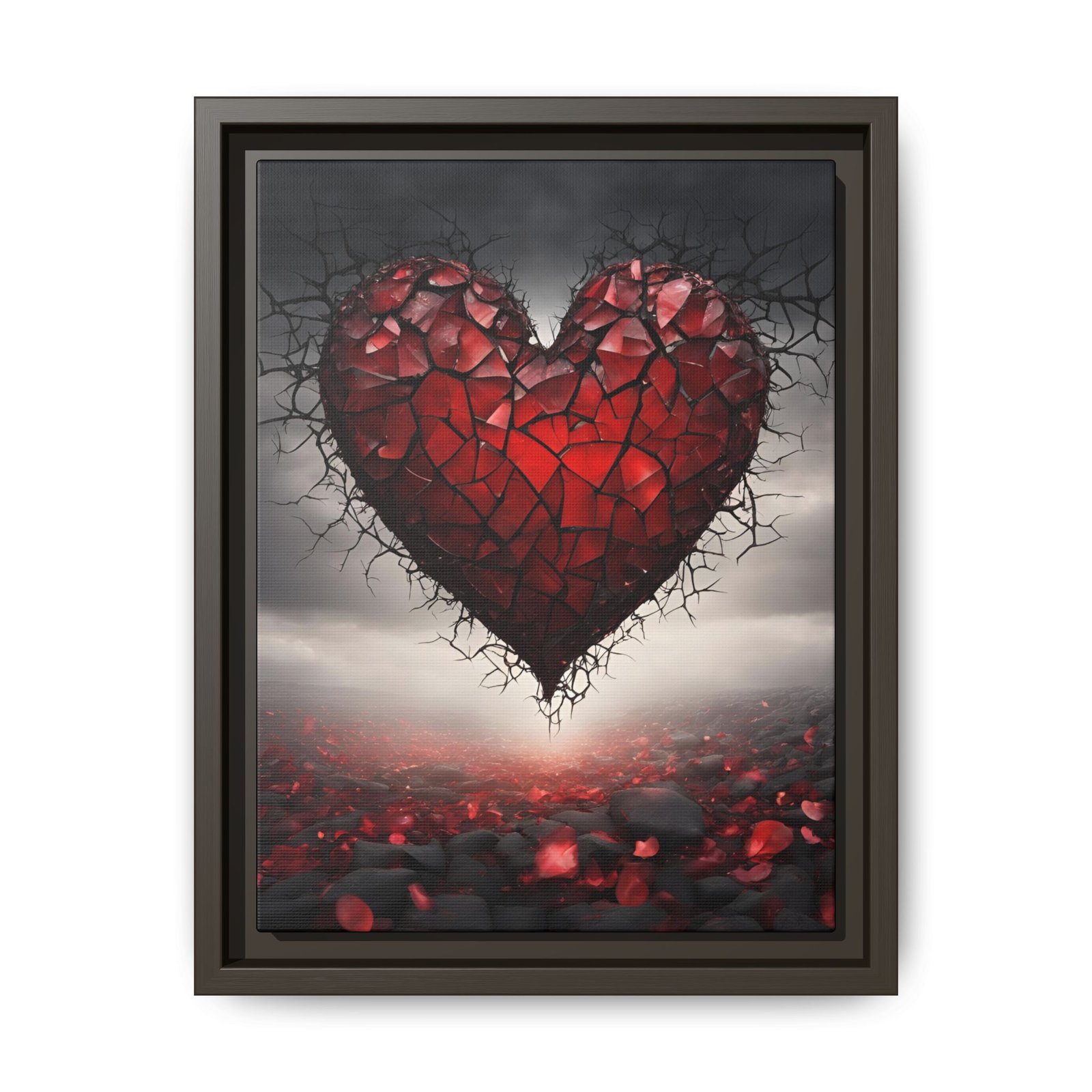 IS_3783 Shattered Red Heart Matte Canvas FRAMED 9x12" - Image 5