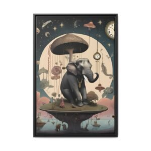 IS_3705 Elephant under Mushroom Moon Matte Canvas FRAMED 24x36"