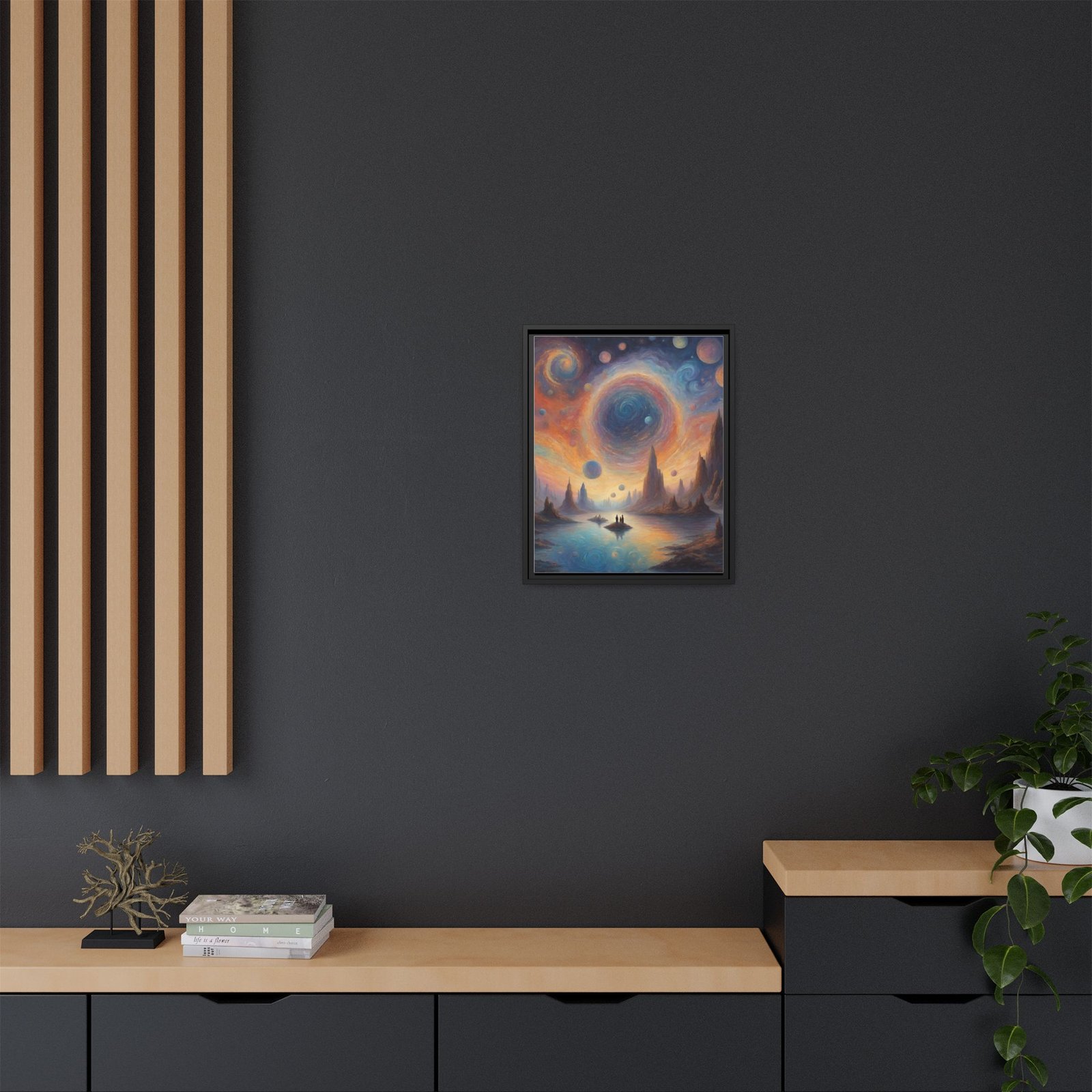 IS_0093 Surreal Cosmic Sunset Matte Canvas FRAMED 16x20" - Image 4