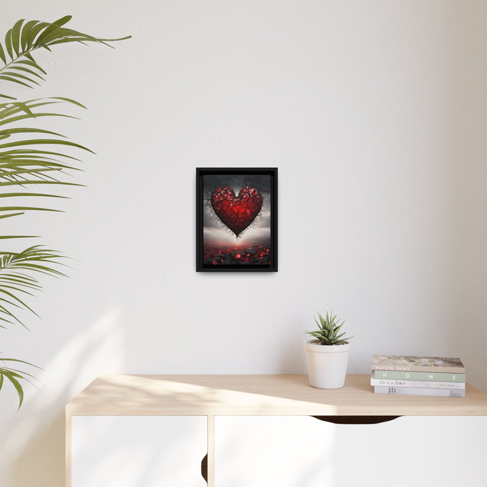 IS_3783 Shattered Red Heart Matte Canvas FRAMED 9x12" - Image 3