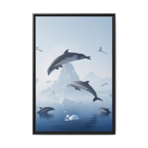 IS_6907 Oceanic Dolphin Canvas Print — Framed Matte Wall Art