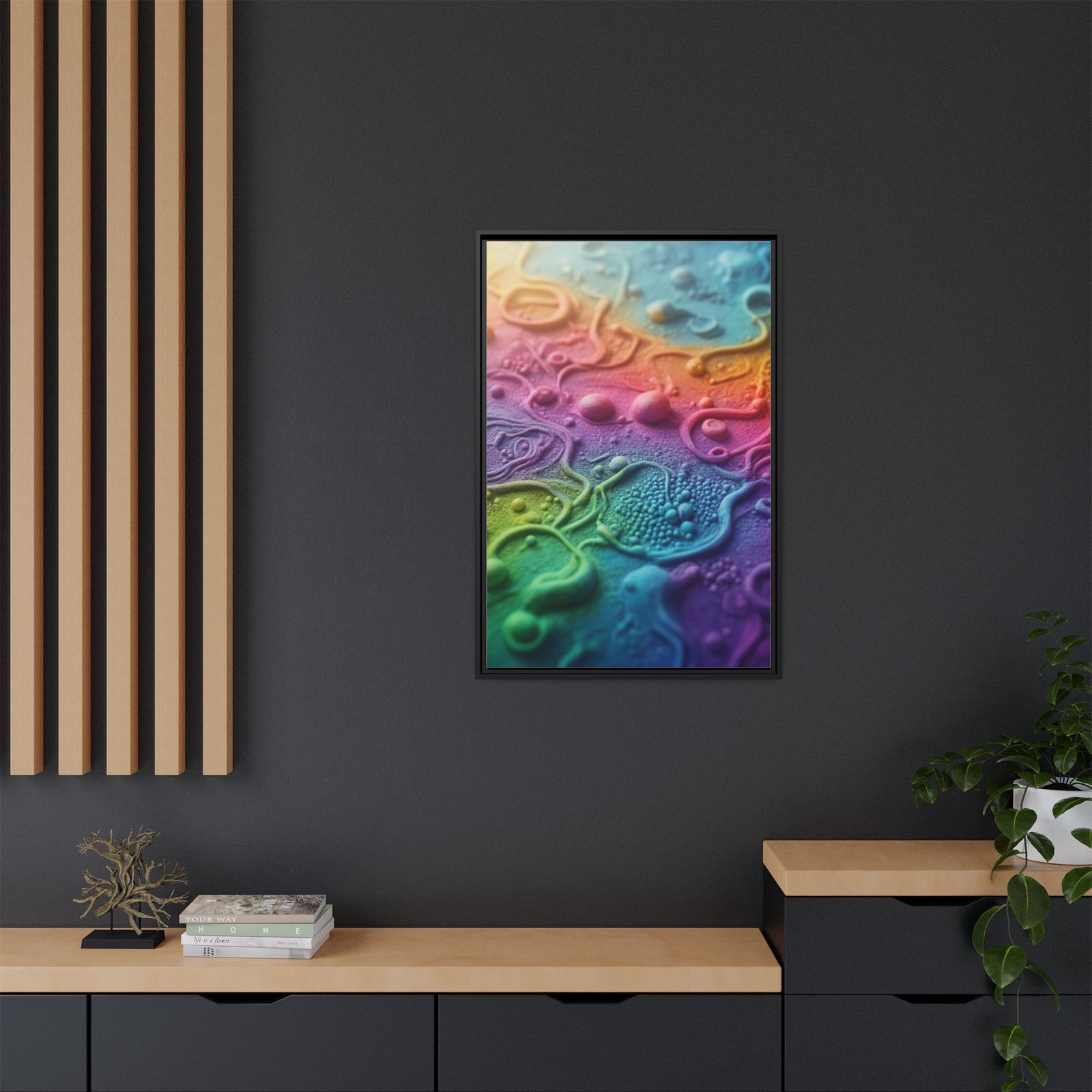 IS_6918 Framed Matte Canvas — Rainbow Abstract Texture Wall Art - Image 4