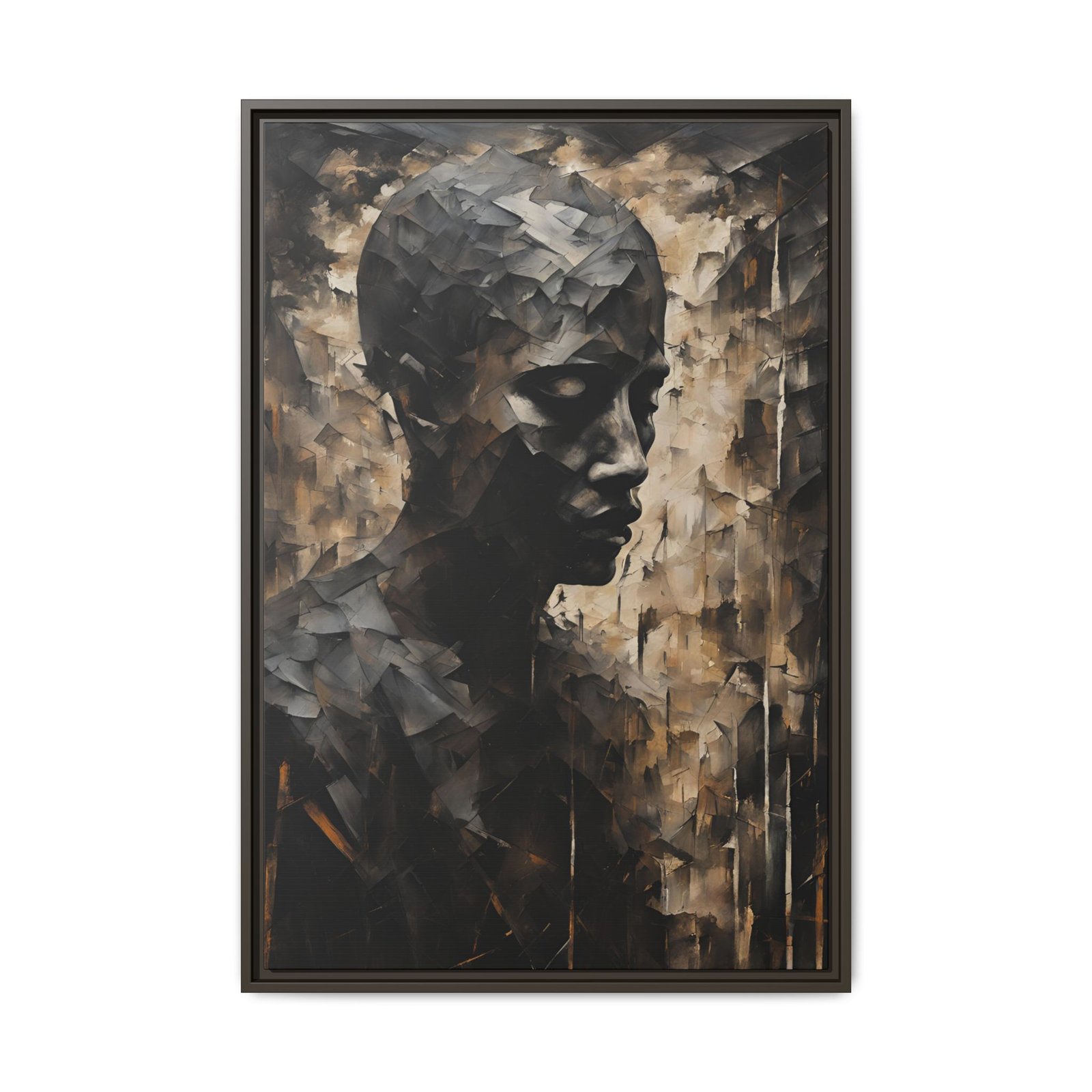 IS_3926 Abstract Monochrome Figure Matte Canvas FRAMED 24x36" - Image 5