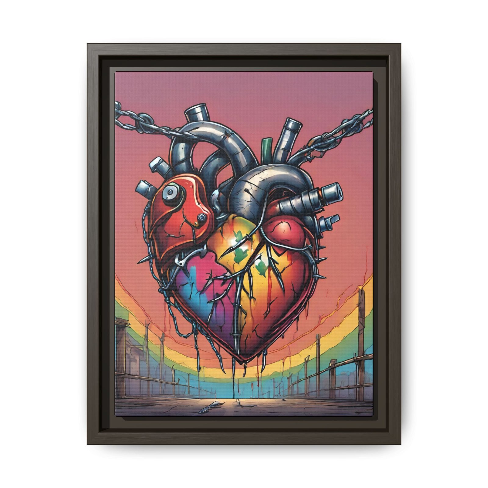 IS_1323 Rainbow Anatomical Heart Matte Canvas FRAMED 9x12" - Image 5
