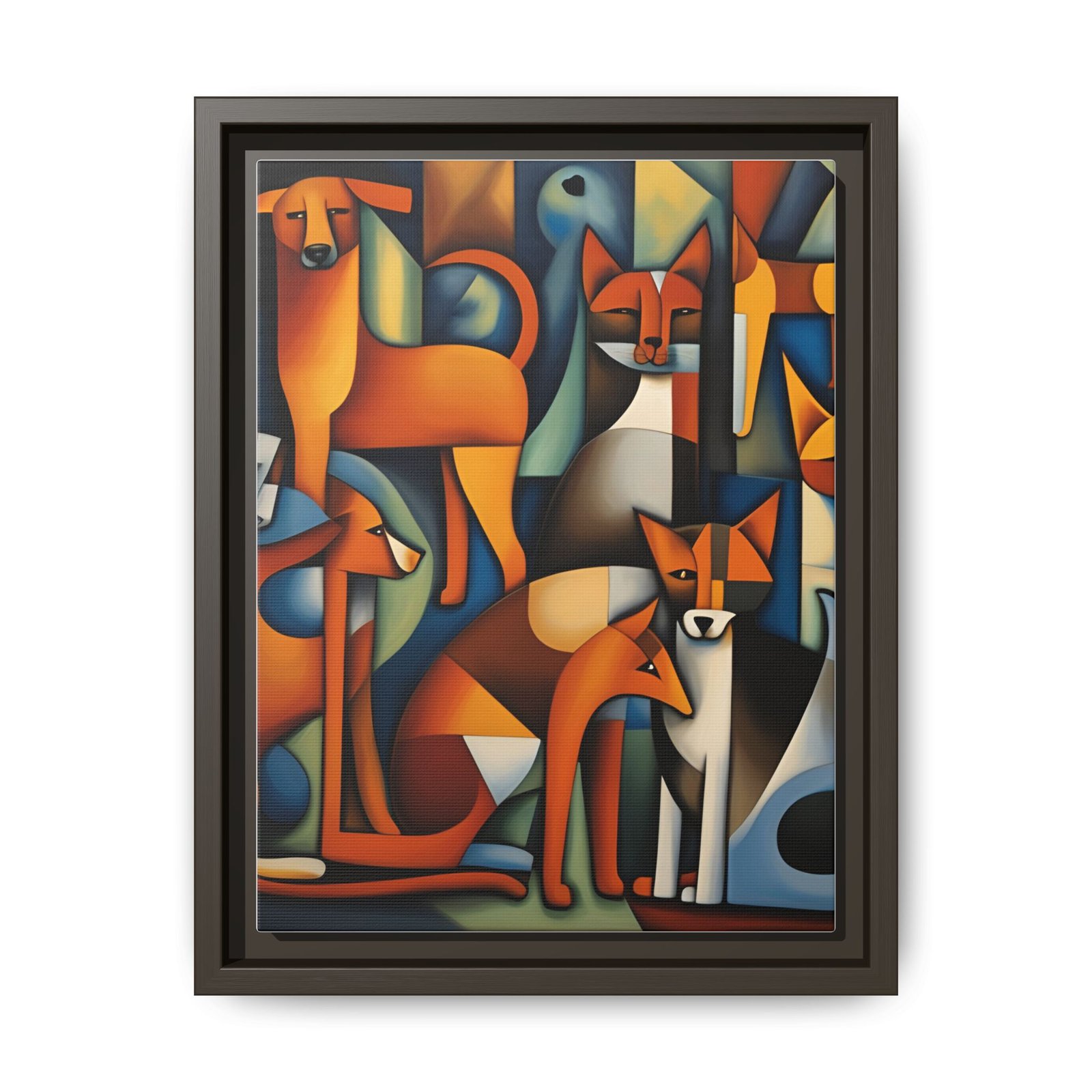 IS_3850 Cubist Foxes Matte Canvas FRAMED 9x12" - Image 5