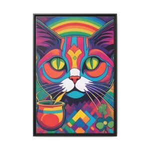 IS_6555 Psycadelic Cat Matte Canvas Print, FRAMED 24x36"