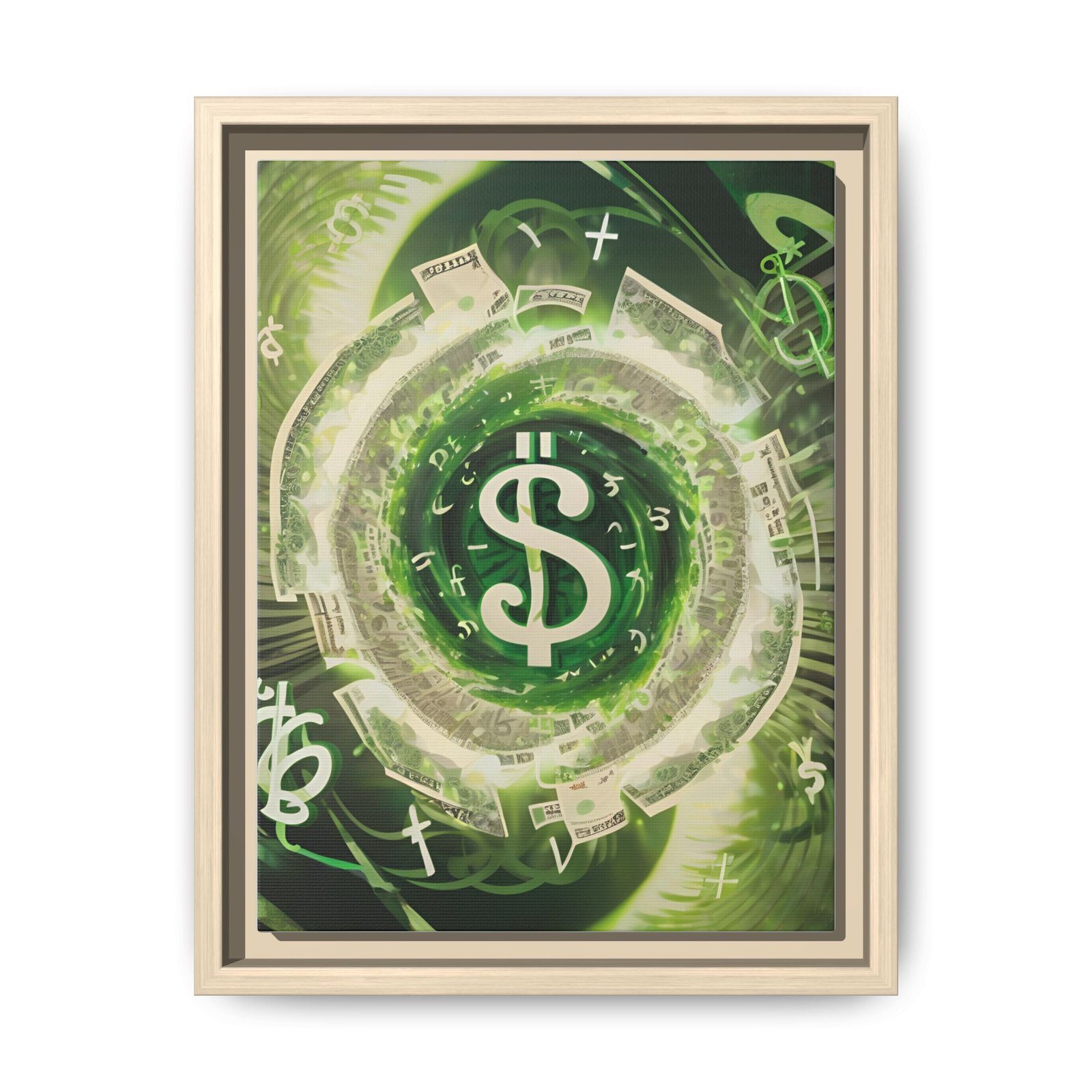 IS_ Green Money Symbol Matte Canvas FRAMED 9x12" - Image 7