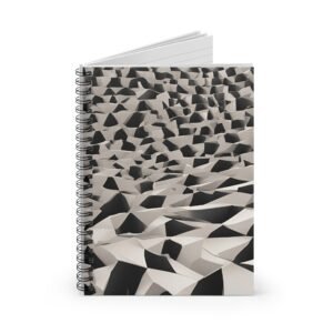 IS_3432 Geometric Waves Spiral Notebook — Abstract 3D Pattern Ruled Journal