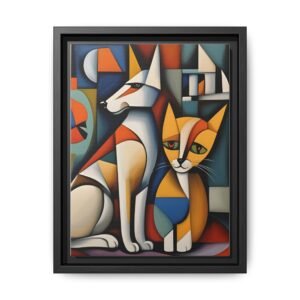 IS_3440 Cubist Dog & Cat Matte Canvas FRAMED 9x12"