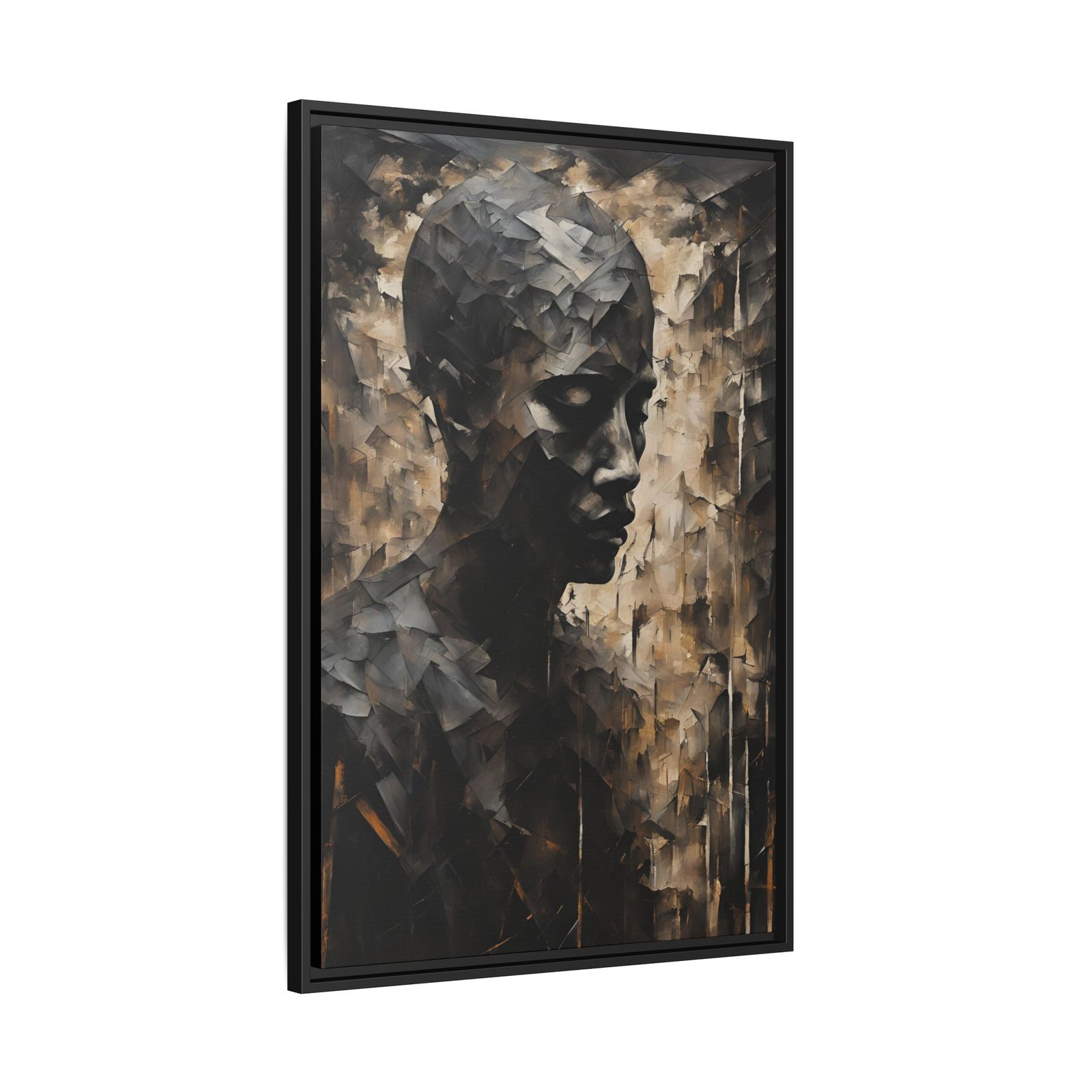 IS_3926 Abstract Monochrome Figure Matte Canvas FRAMED 24x36" - Image 2