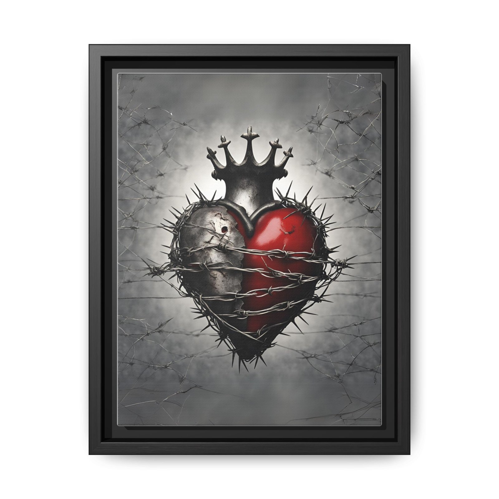 IS_1455 Gothic Crowned Heart Matte Canvas FRAMED 9x12"