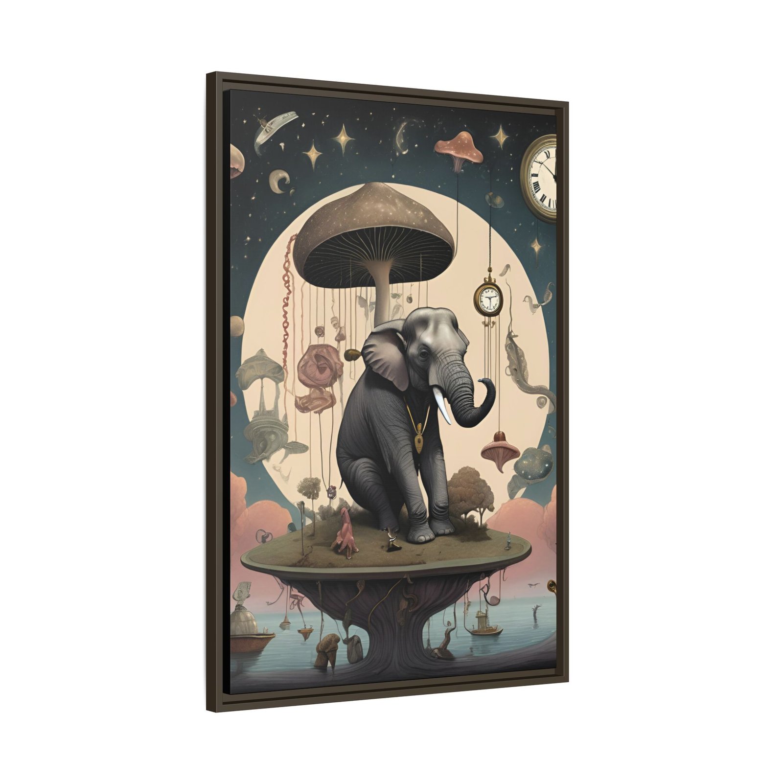 IS_3705 Elephant under Mushroom Moon Matte Canvas FRAMED 24x36" - Image 6