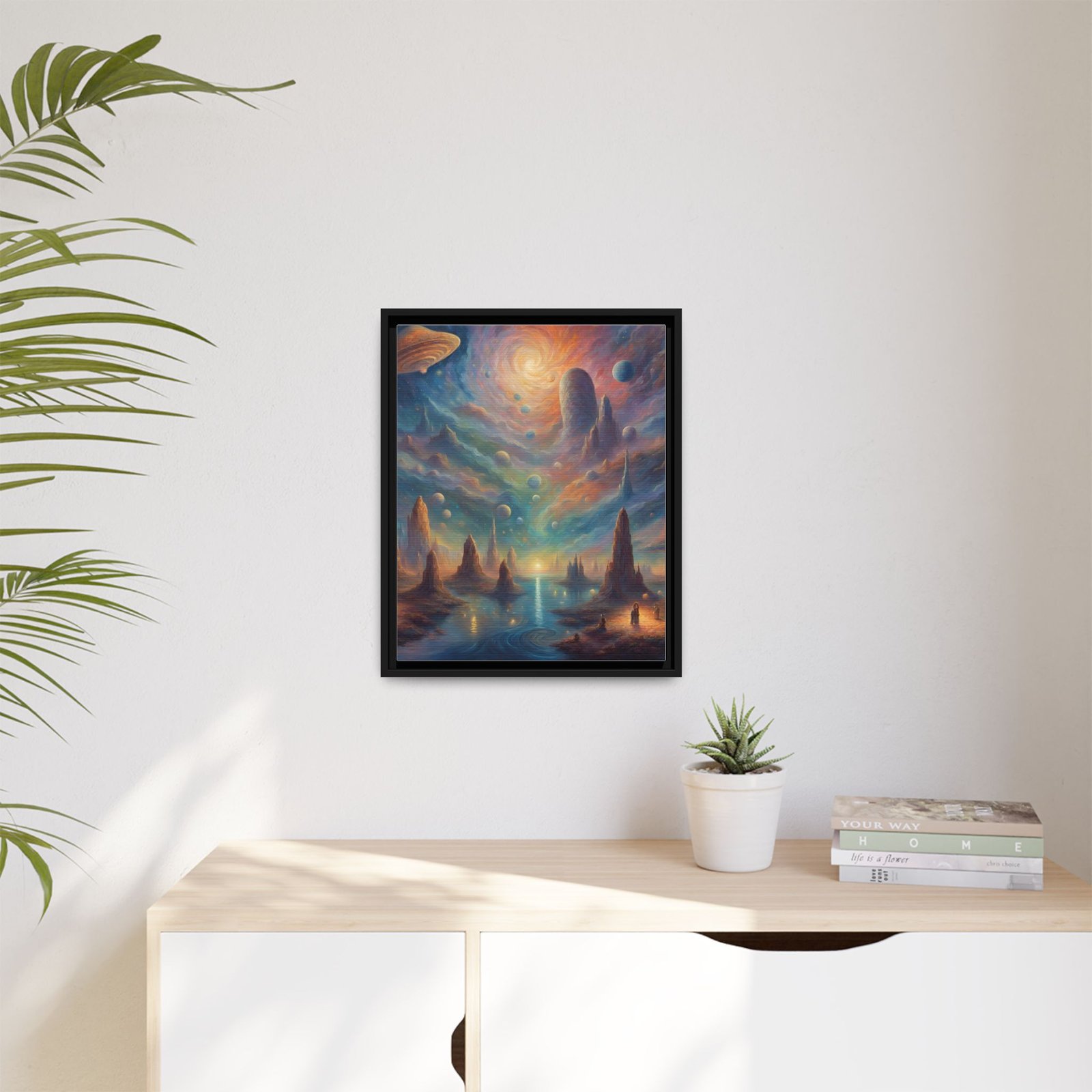 IS_0095 Surreal Celestial Landscape Matte Canvas FRAMED 16x20" - Image 3