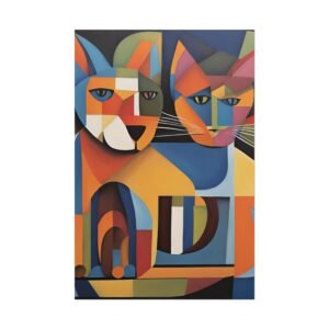 IS_3435 Abstract Cubisim Cat Rolled Poster