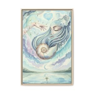 IS_6901 Framed Matte Canvas Wall Art — Serene Ocean Dream Illustration