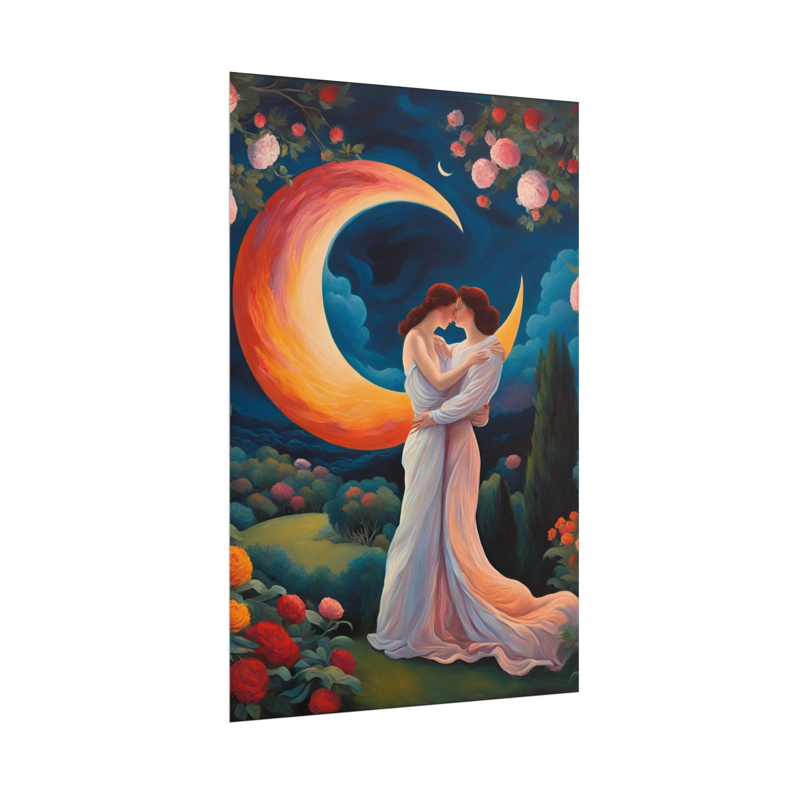 IS_3472 Romantic Moonlight Couple Rolled Poster - Image 3