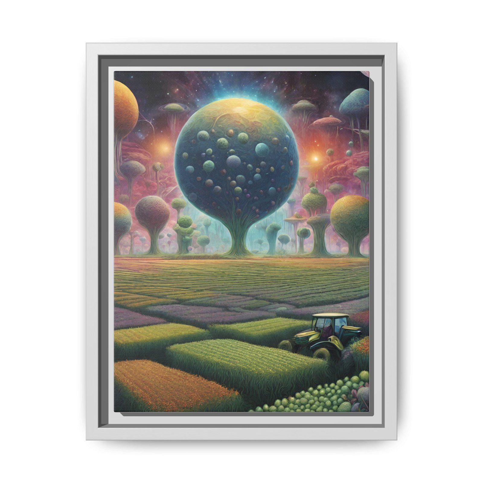 IS_0347 Planetary Farm Matte Canvas FRAMED 9x12"