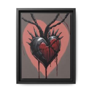 IS_1266 Black Heart Matte Canvas Print, FRAMED 9x12"