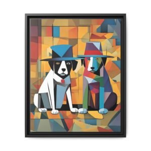 IS_615 Geometric Dogs Matte Canvas FRAMED 16x20"