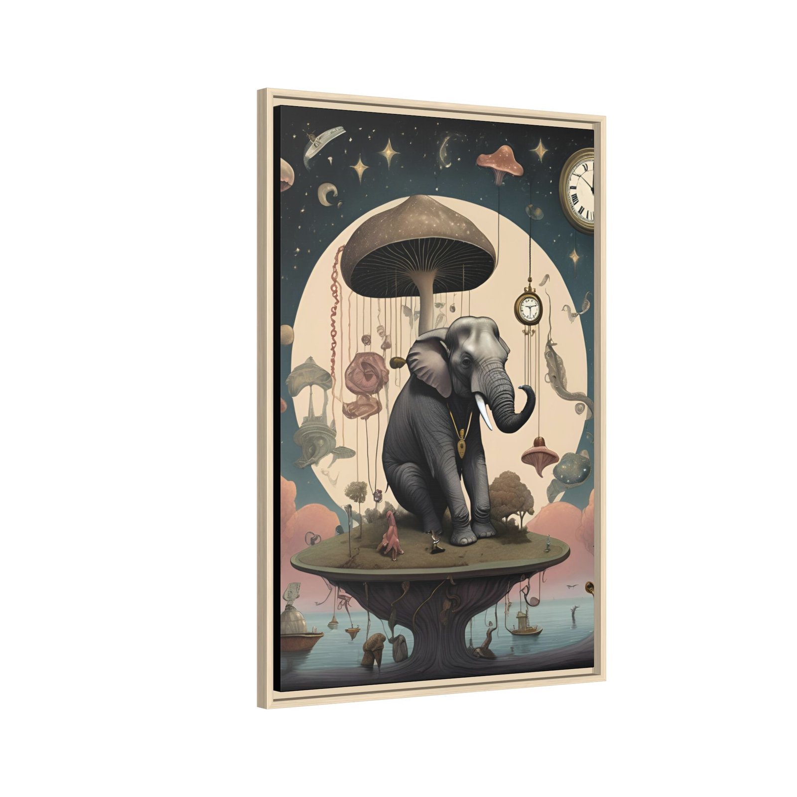 IS_3705 Elephant under Mushroom Moon Matte Canvas FRAMED 24x36" - Image 14