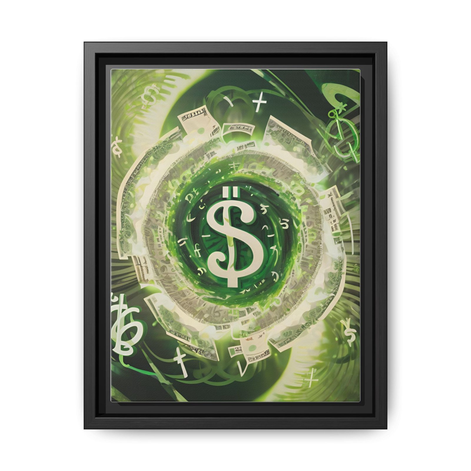 IS_ Green Money Symbol Matte Canvas FRAMED 9x12" - Image 5