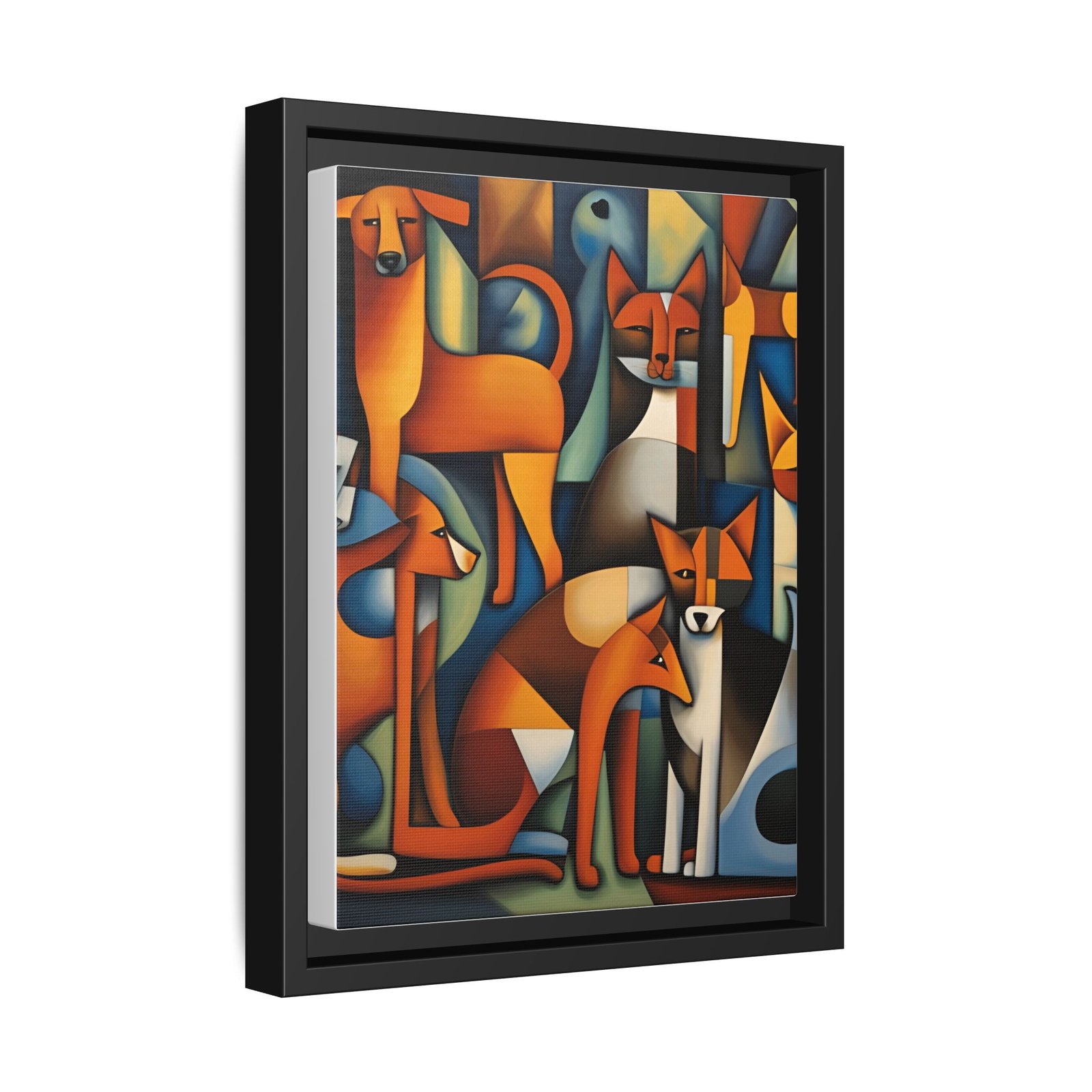 IS_3850 Cubist Foxes Matte Canvas FRAMED 9x12" - Image 2