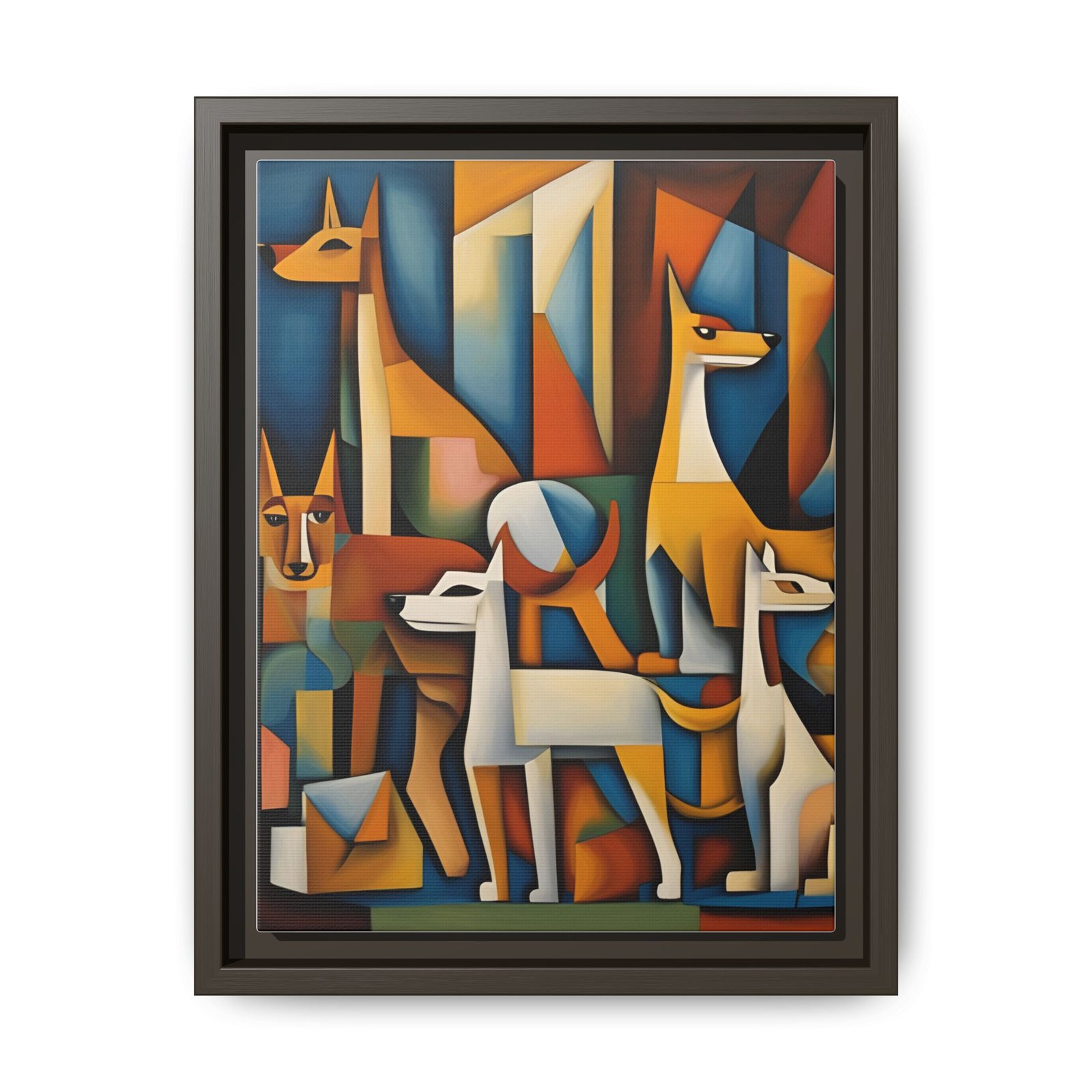 IS_3439 Cubist Dogs Matte Canvas FRAMED 9x12" - Image 2