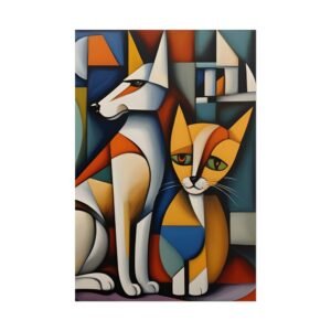 IS_3440 Cubist Cat & Dog Rolled Poster