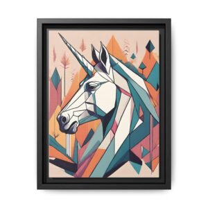 IS_1299 Geometric Unicorn Matte Canvas FRAMED 9x12"