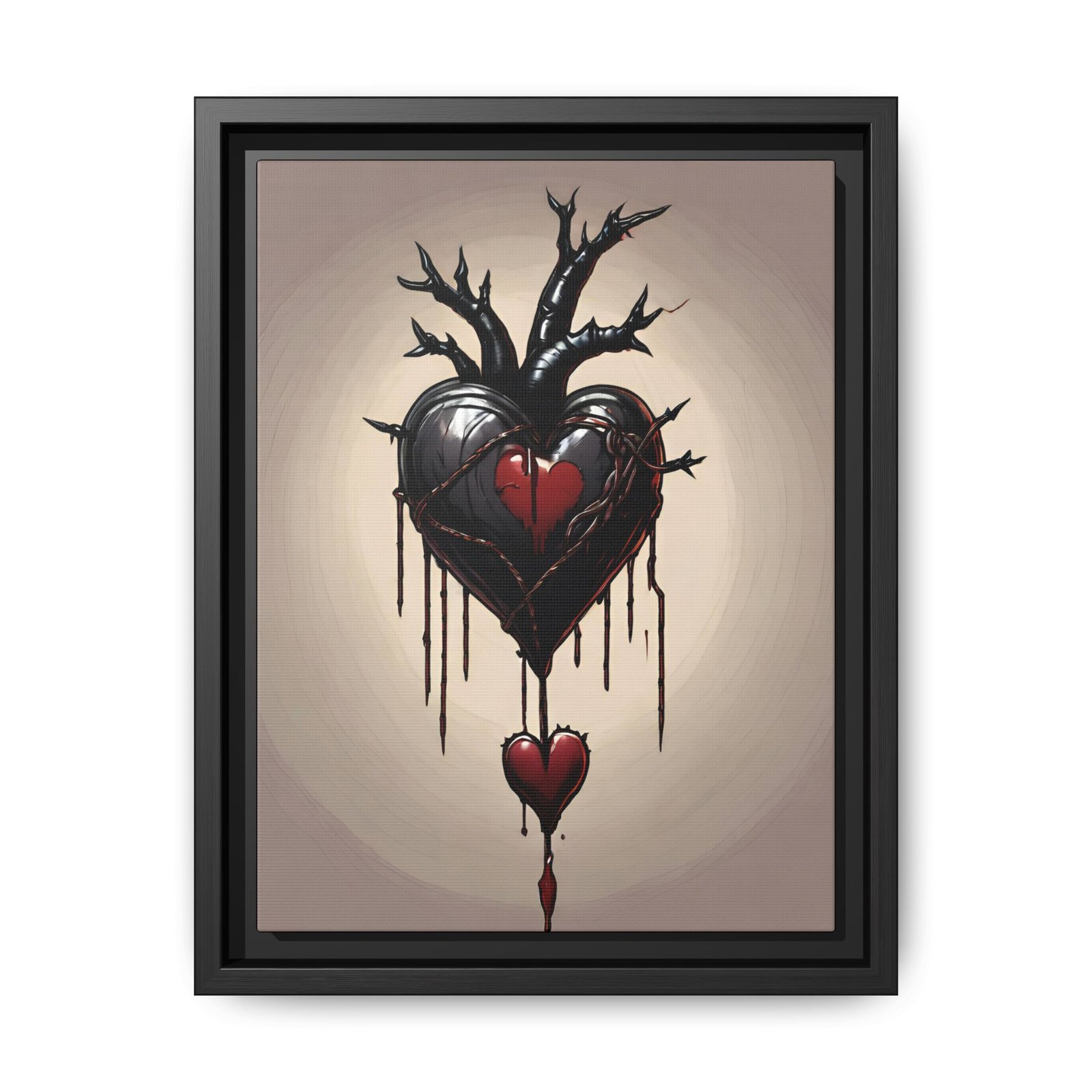 IS_1265 Gothic Heart Matte Canvas Art FRAMED 9x12"