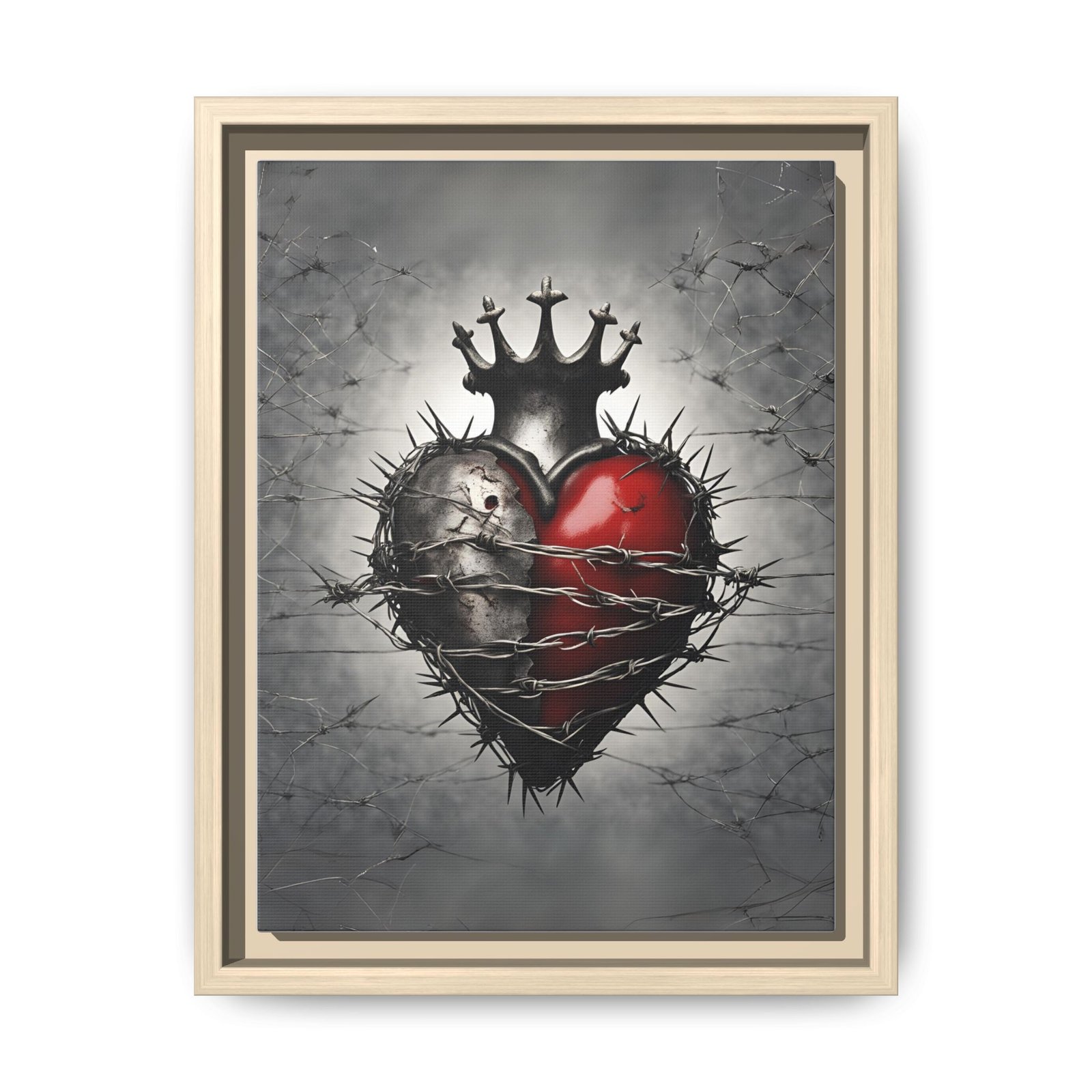 IS_1455 Gothic Crowned Heart Matte Canvas FRAMED 9x12" - Image 7
