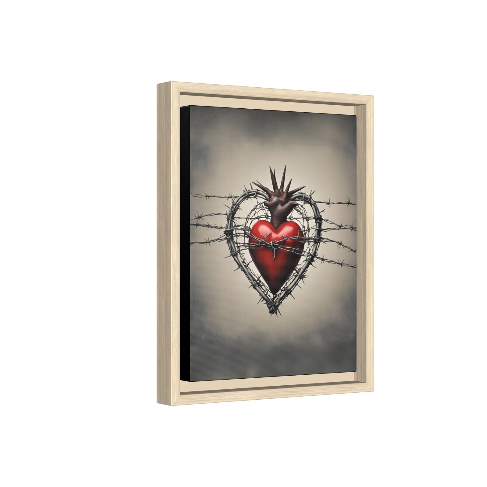 IS_1415 Sacred Heart Barbed Wire Matte Canvas FRAMED 9x12" - Image 2