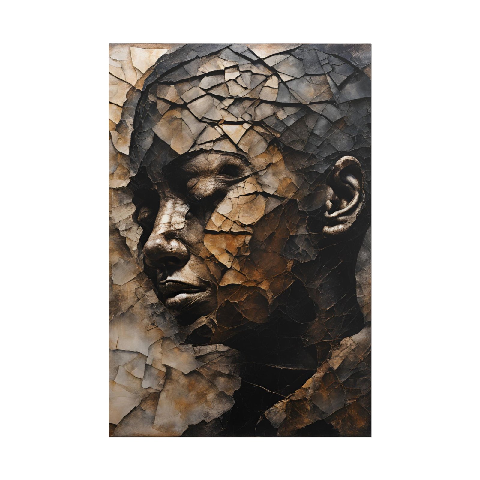 IS_4152 Abstract Cracked Face Rolled Poster