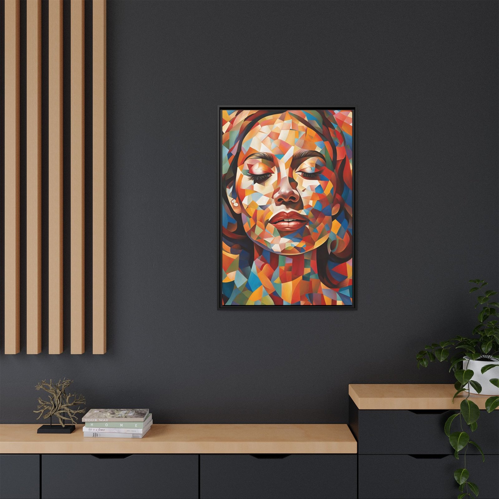 IS_3925 Abstract Mosaic Portrait Matte Canvas FRAMED 24x36" - Image 4