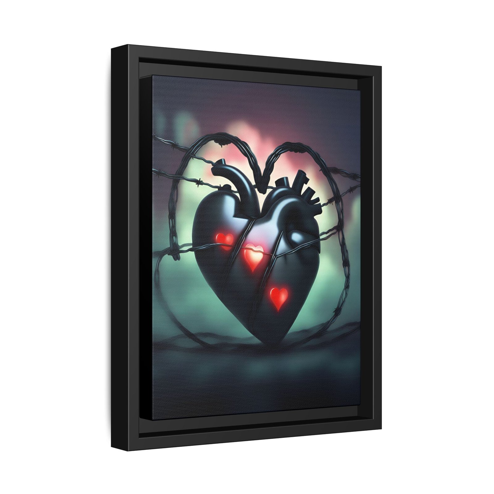 IS_1263 Neon Anatomical Heart Matte Canvas FRAMED 9x12" - Image 2