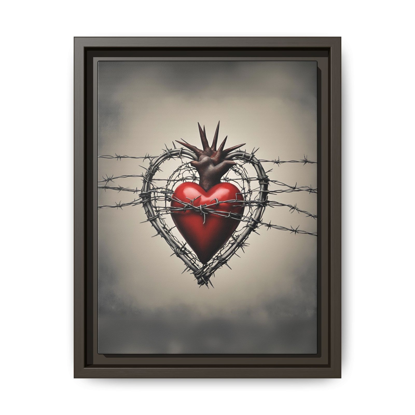 IS_1415 Sacred Heart Barbed Wire Matte Canvas FRAMED 9x12" - Image 6