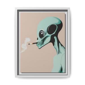 IS_4418 Smoking Alien Matte Canvas FRAMED 9x12"