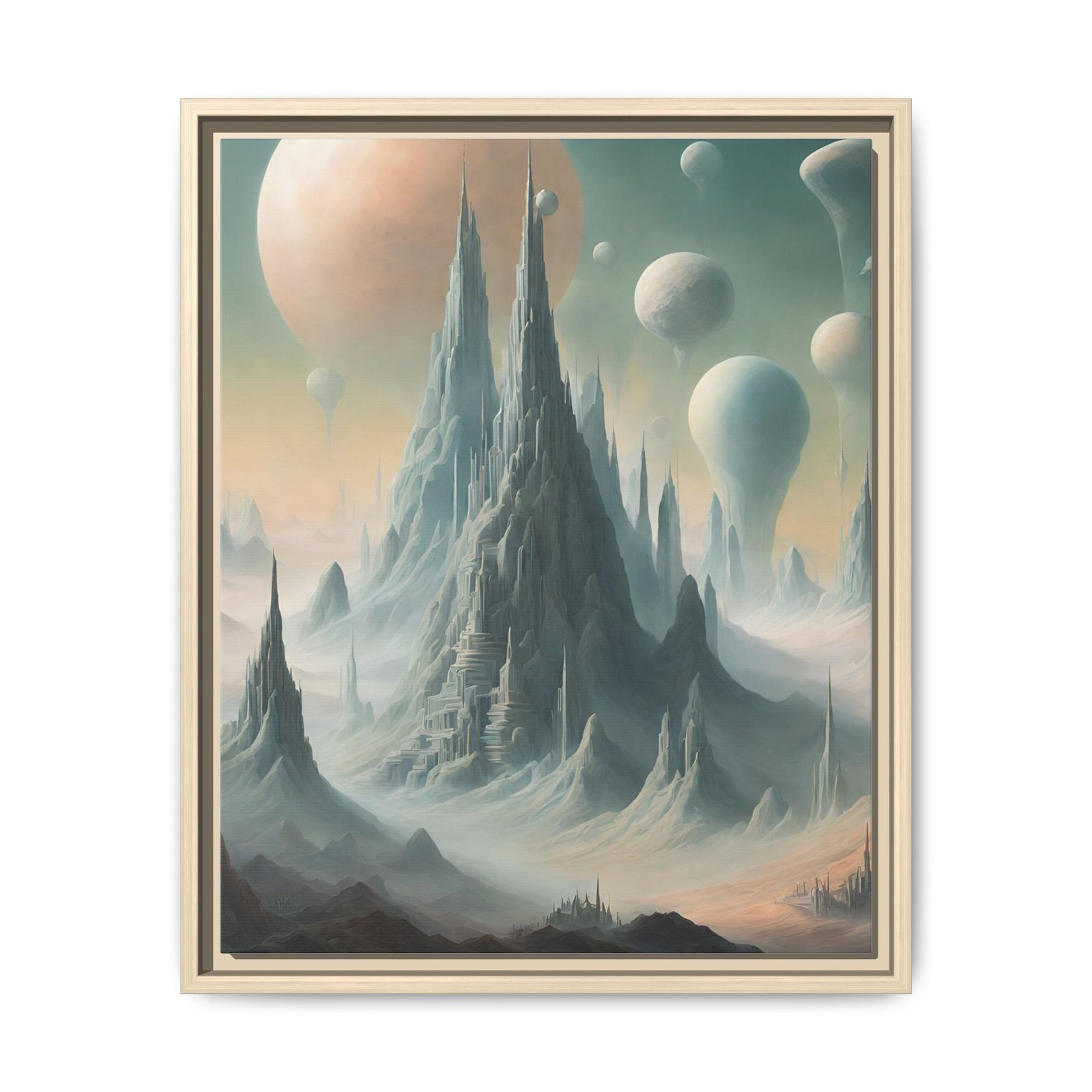 IS_0072 Surreal Alien Mountain Landscape Matte Canvas FRAMED 16x20" - Image 7