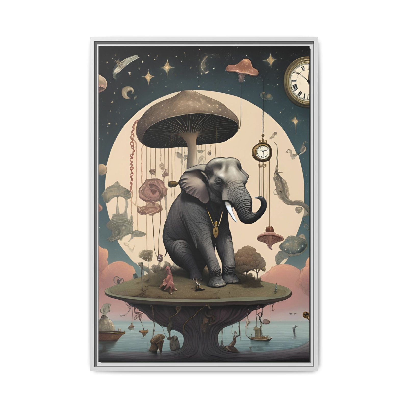 IS_3705 Elephant under Mushroom Moon Matte Canvas FRAMED 24x36" - Image 9