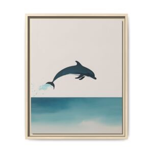 IS_4417 Minimalist Dolphin Matte Canvas FRAMED 16x20"