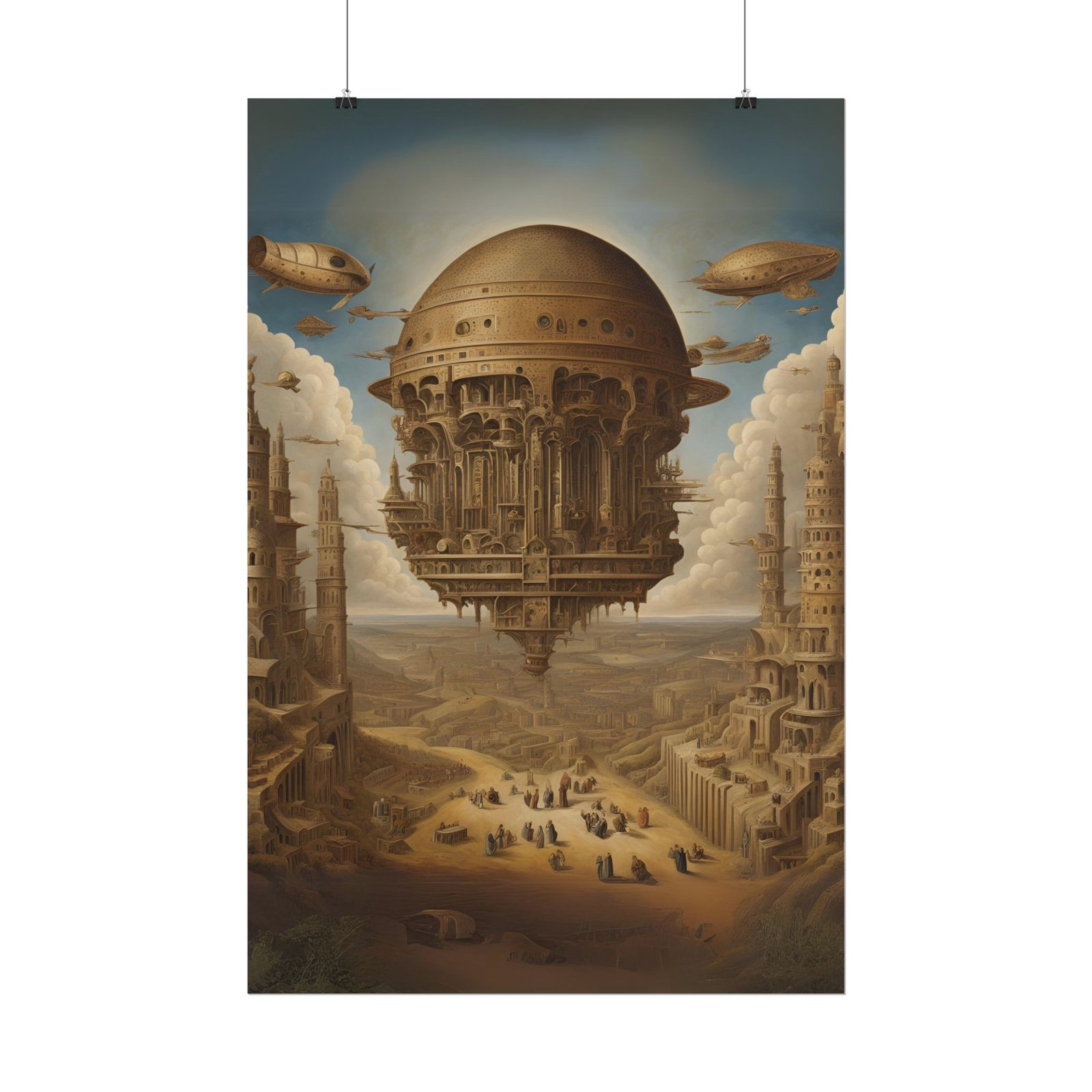 IS_4600 Steampunk Floating City Rolled Poster — Vintage Airship Fantasy Wall Art - Image 2