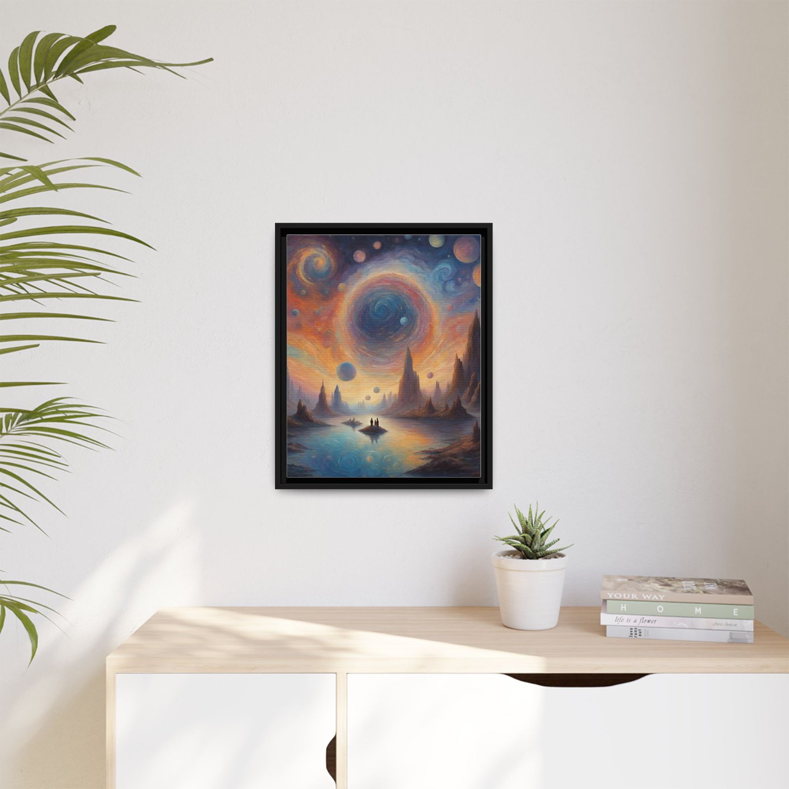 IS_0093 Surreal Cosmic Sunset Matte Canvas FRAMED 16x20" - Image 3