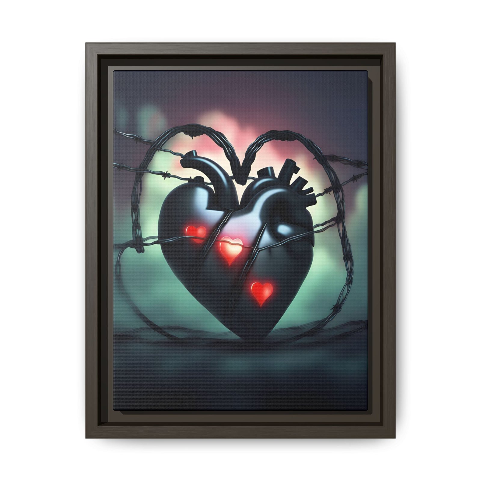 IS_1263 Neon Anatomical Heart Matte Canvas FRAMED 9x12" - Image 5